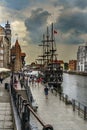 a replica of a pirate ship that sails on the motÃâawa river in gdaÃâsk Royalty Free Stock Photo